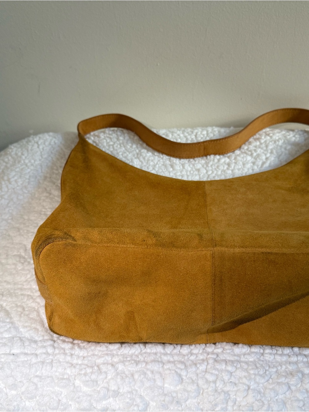 Suede Hobo Shoulder Bag in Camel - Picture 5 of 5